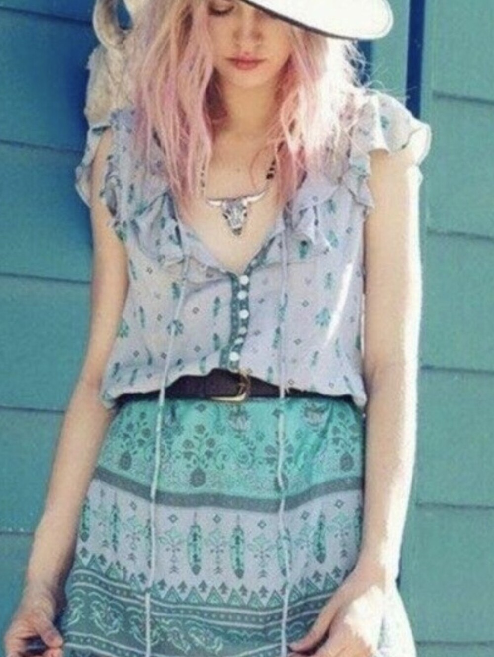XS/S SPELL Spell & the Gypsy Desert Wanderer Shift Dress in Dawn Turquoise